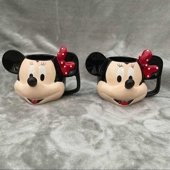 Disney Mickey Mouse & Minnie Mouse Figural Head Coffee Mugs Set of 5 - Picture 3 of 11